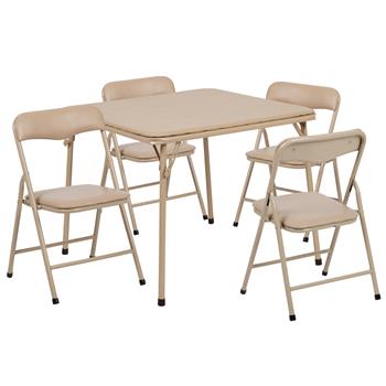 Flash Furniture Kids Tan 5-Piece Folding Table And Chair Set