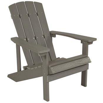 Flash Furniture Charlestown All-Weather Adirondack Chair, Faux Wood, Light Gray