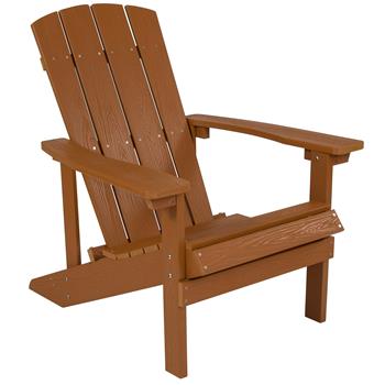 Flash Furniture Charlestown All-Weather Adirondack Chair, Faux Wood, Teak