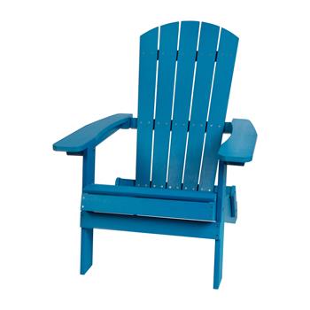 Flash Furniture Charlestown All-Weather Poly Resin Indoor/Outdoor Folding Adirondack Chair, Blue