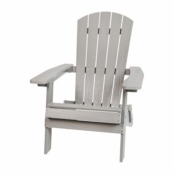 Flash Furniture Charlestown All-Weather Poly Resin Indoor/Outdoor Folding Adirondack Chair, Gray