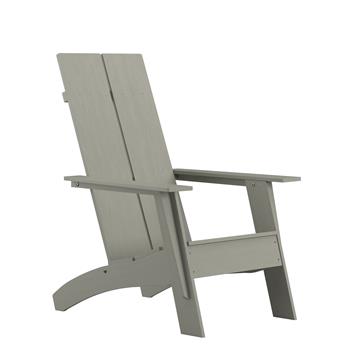 Flash Furniture Sawyer Modern All-Weather Poly Resin Wood Adirondack Chair, Gray