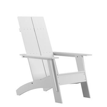 Flash Furniture Sawyer Modern All-Weather Poly Resin Wood Adirondack Chair, White
