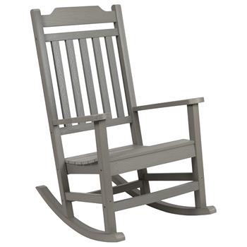 Flash Furniture Winston All-Weather Poly Resin Rocking Chair, Gray