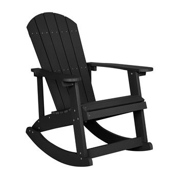 Flash Furniture Savannah All-Weather Wood Adirondack Rocking Chair, Rust Resistant, Black