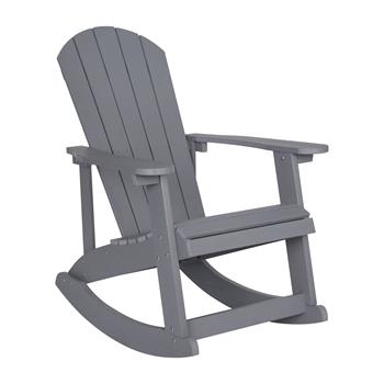 Flash Furniture Savannah All-Weather Wood Adirondack Rocking Chair, Rust Resistant, Gray