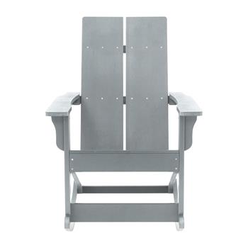 Flash Furniture Finn Modern All-Weather 2-Slat Rocking Adirondack Chair, Gray, Set of 2