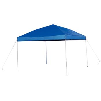 Flash Furniture Outdoor Pop Up Event Slanted Leg Canopy Tent With Carry Bag, 10&#39; x 10&#39;, Blue