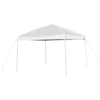 Flash Furniture Outdoor Pop Up Event Slanted Leg Canopy Tent With Carry Bag, 10&#39; x 10&#39;, White