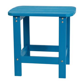 Flash Furniture Charlestown All-Weather Poly Resin Wood Adirondack Side Table, Blue