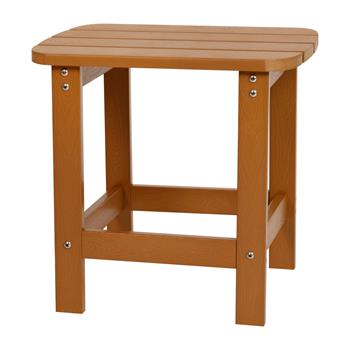 Flash Furniture Charlestown All-Weather Poly Resin Wood Adirondack Side Table, Teak