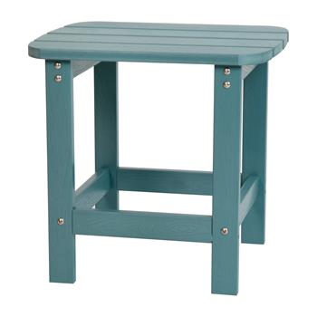 Flash Furniture Charlestown All-Weather Poly Resin Wood Adirondack Side Table, Teal