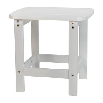 Flash Furniture Charlestown All-Weather Poly Resin Wood Adirondack Side Table, White