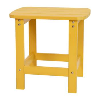 Flash Furniture Charlestown All-Weather Poly Resin Wood Adirondack Side Table, Yellow