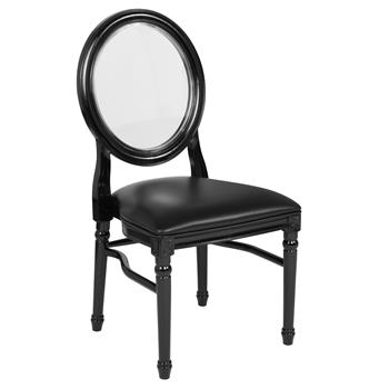 Flash Furniture Hercules Series King Louis Chair, Transparent Back, Black Vinyl Seat and Frame