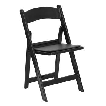 Flash Furniture HERCULES Series 1000 lb. Capacity Black Resin Folding Chair with Black Vinyl Padded Seat