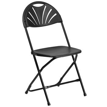 Flash Furniture HERCULES Series 650 lb. Capacity Black Plastic Fan Back Folding Chair