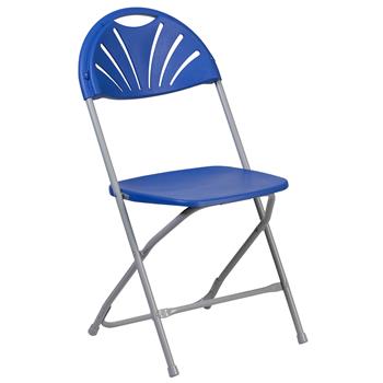 Flash Furniture HERCULES Series Fan Back Folding Chair, 650 lb. Capacity, Plastic, Blue