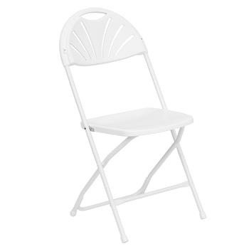Flash Furniture Hercules Series 650 lb. Capacity White Plastic Fan Back Folding Chair