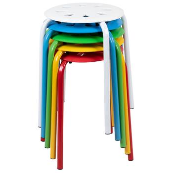 Flash Furniture Plastic Nesting Stack Stools, 17.5&quot;Height, Assorted Colors, 5/EA