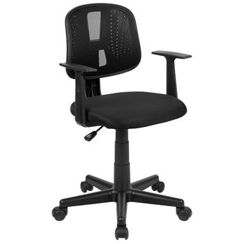 Flash Furniture Fundamentals Mid-Back Black Mesh Swivel Task Office Chair With Pivot Back And Arms