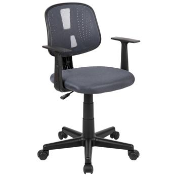 Flash Furniture Fundamentals Mid-Back Gray Mesh Swivel Task Office Chair With Pivot Back And Arms