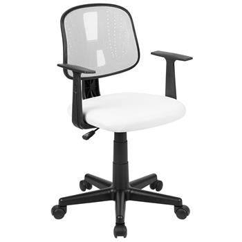 Flash Furniture Fundamentals Mid-Back White Mesh Swivel Task Office Chair With Pivot Back And Arms