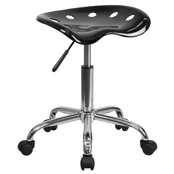 Flash Furniture Vibrant Black Tractor Seat and Chrome Stool