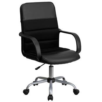 Flash Furniture Mid-Back Black LeatherSoft And Mesh Swivel Task Office Chair With Arms