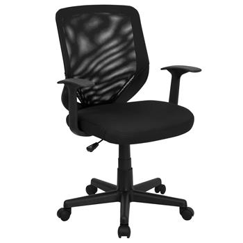 Flash Furniture Mid-Back Black Mesh Tapered Back Swivel Task Office Chair With T-Arms