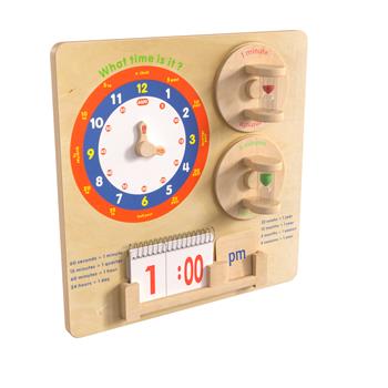 Bright Beginnings Commercial Grade STEAM Wall Activity Board, Telling Time