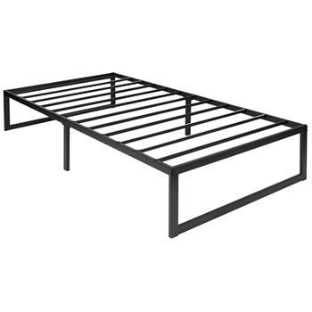 Flash Furniture Universal 14 in Metal Platform Bed Frame, Steel Slat Support, Twin Size
