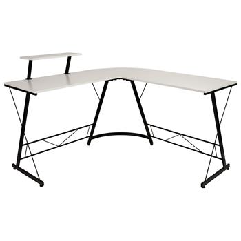 Flash Furniture 71.5&quot; L-Shaped Corner Desk, White/Black