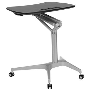 Flash Furniture Mobile Sit-to-Stand Black Computer Ergonomic Desk with 28.25&quot;W Top, Adjustable Range 29&quot;, 41&quot;
