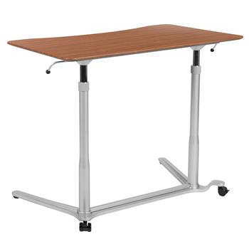 Flash Furniture Sit-to-Stand Cherry Computer Ergonomic Desk with 37.375&quot;W Top, Adjustable Range 29&quot;, 40.75&quot;