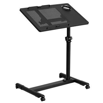 Flash Furniture Adjustable Height Steel Mobile Computer Desk, Black