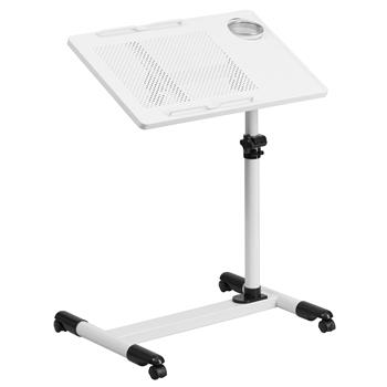Flash Furniture Macon Adjustable Height Mobile Computer Desk, Steel, White