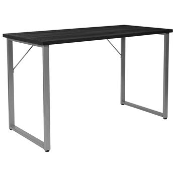 Flash Furniture Harvey Computer Desk, Silver Metal Frame, Black