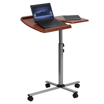 Flash Furniture Angle and Height Adjustable Mobile Laptop Computer Table with Cherry Top