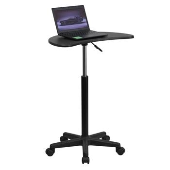Flash Furniture Height Adjustable Mobile Laptop Computer Desk with Black Top