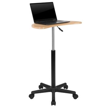 Flash Furniture Sit-to-Stand Mobile Laptop Computer Desk, Maple