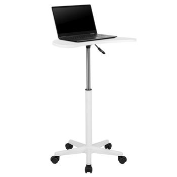 Flash Furniture Sit-to-Stand Mobile Laptop Computer Desk, White