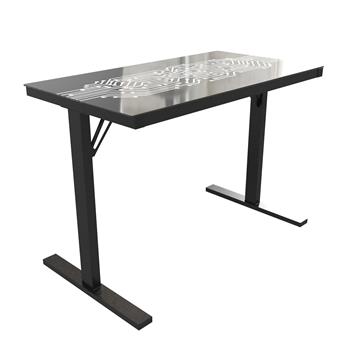 Flash Furniture Shan Commercial Grade Gaming Desk, 43 in, LED Lights, Tempered Glass Desktop, Steel Frame, Black