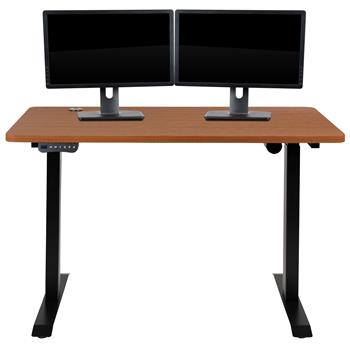 Flash Furniture Electric Height Adjustable Standing Desk, Table Top 48&quot;W X 24&quot;D, Mahogany