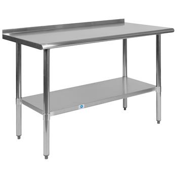 Flash Furniture Stainless Steel 18 Gauge Work Table With 1.5&quot; Backsplash And Undershelf, Nsf Certified, 48&quot;W X 24&quot;D X 36&quot;H