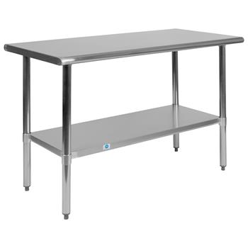 Flash Furniture Stainless Steel 18 Gauge Work Table With Undershelf, Nsf Certified, 48&quot;W X 24&quot;D X 34.5&quot;H