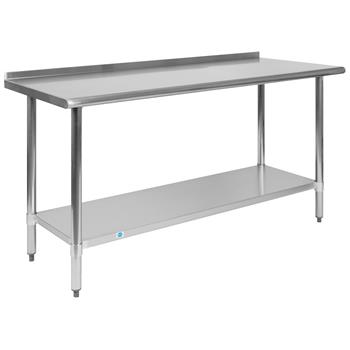 Flash Furniture Stainless Steel 18 Gauge Work Table With 1.5&quot; Backsplash And Undershelf, Nsf Certified, 60&quot;W X 24&quot;D X 36&quot;H