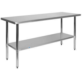 Flash Furniture Stainless Steel 18 Gauge Work Table With Undershelf, Nsf Certified, 60&quot;W X 24&quot;D X 34.5&quot;H