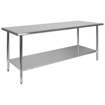 Flash Furniture Stainless Steel 18 Gauge Work Table With Undershelf, Nsf Certified, 72&quot;W X 30&quot;D X 34.5&quot;H