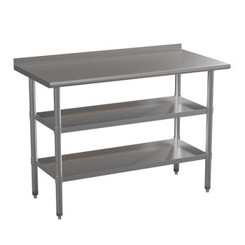 Flash Furniture Stainless Steel 18 Gauge Work Table with 1.5&quot; Backsplash And 2 Undershelves, 48&quot;W x 24&quot;D x 36&quot;H, Nsf